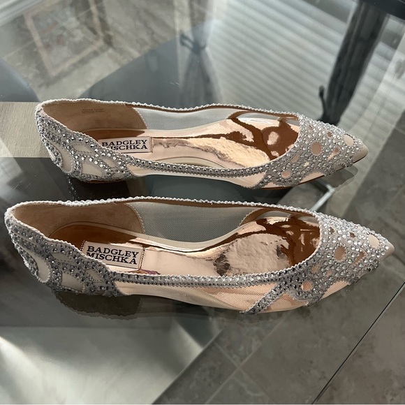 Badgley Mischka Crystal Pointed Toe Flats, Size 8 W, NEW - Picture 5 of 16